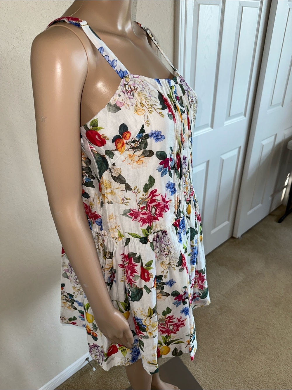 New Taylor White Floral Mini Dress with Multicolor Blooms Size 8 - Picture 2 of 12